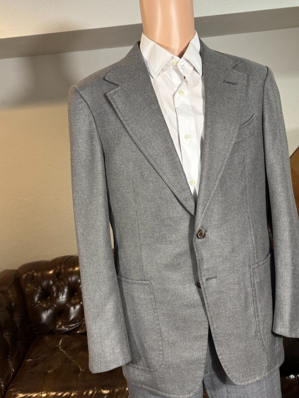 Tom Ford Silk Cashmere Tweed Sportcoat 50R 40R US Taupe Oat Suede Flannel